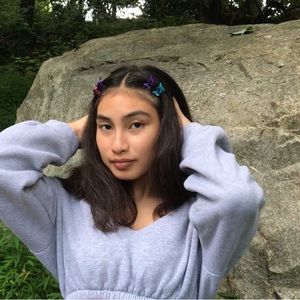 Gray Long Sleeve Sweater Crop Top